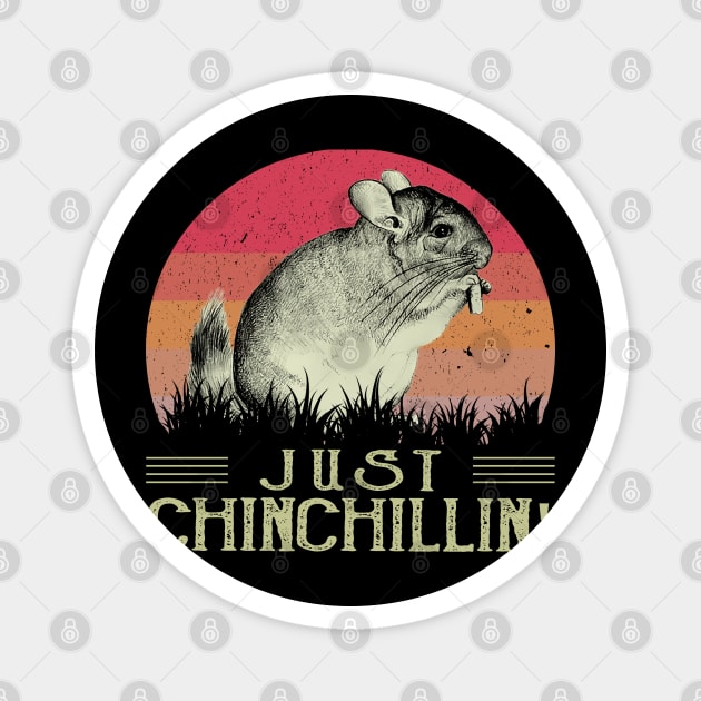 Sleek and Snuggly Chinchilla Elegance, Just Chinchillin' Tee Magnet by Merle Huisman